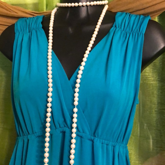 ANTHROPOLOGIE-ERICA DAVIES Teal Maxi Dress-Size Sm - Picture 3 of 7